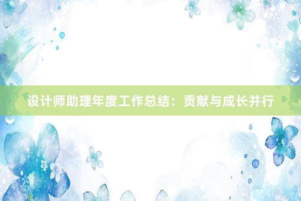 设计师助理年度工作总结：贡献与成长并行